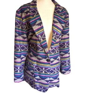 90s‎ Bonjour vintage striped Aztec print women's jacket